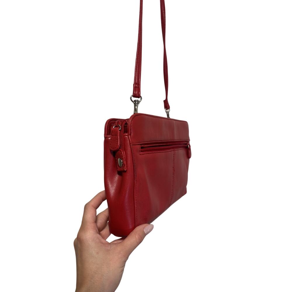 Vintage Laura Scott Red Leather Crossbody Shoulder Bag - Picture 9 of 10